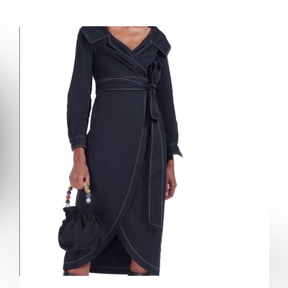 STAUD Black wrap dress size small